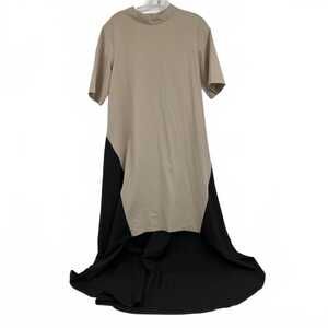 Aakasha Beige Black Maxi Dress Hi-Low Hem | Womens L
